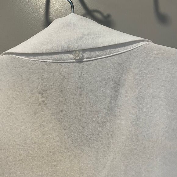 Mango White Button Down Shirt with Tie Neck, size 8 - Picture 12 of 12